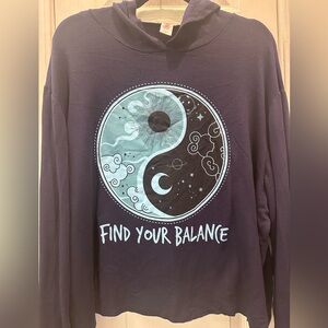 Cozy Rozy Love Find Your Balance Navy Graphic Hoodie